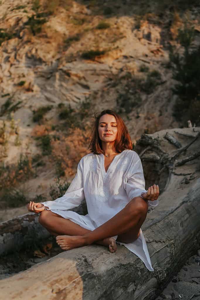 a woman meditating