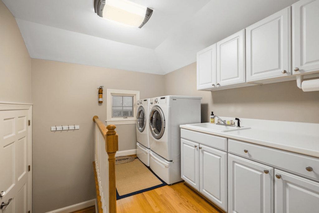 An organized and clean laundry room