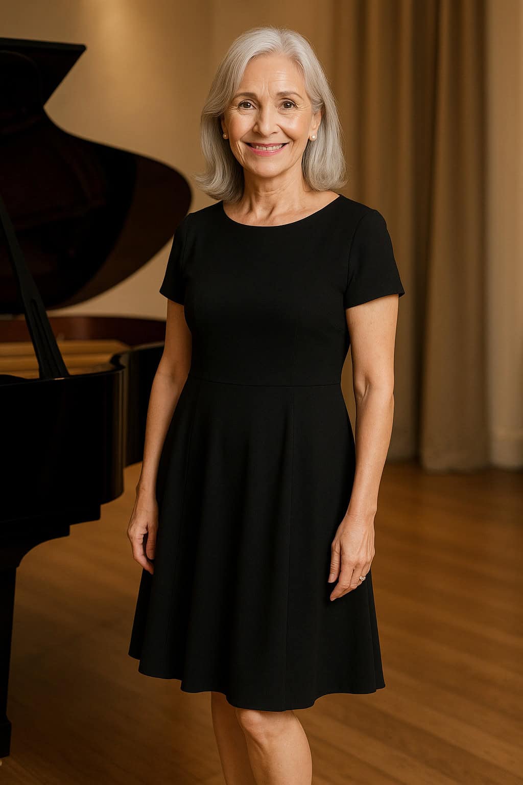 A-graceful-woman-over-60-in-a-knee-length-A-line-black-dress woman-over-60-in-a-knee-length-A-line-black-dress