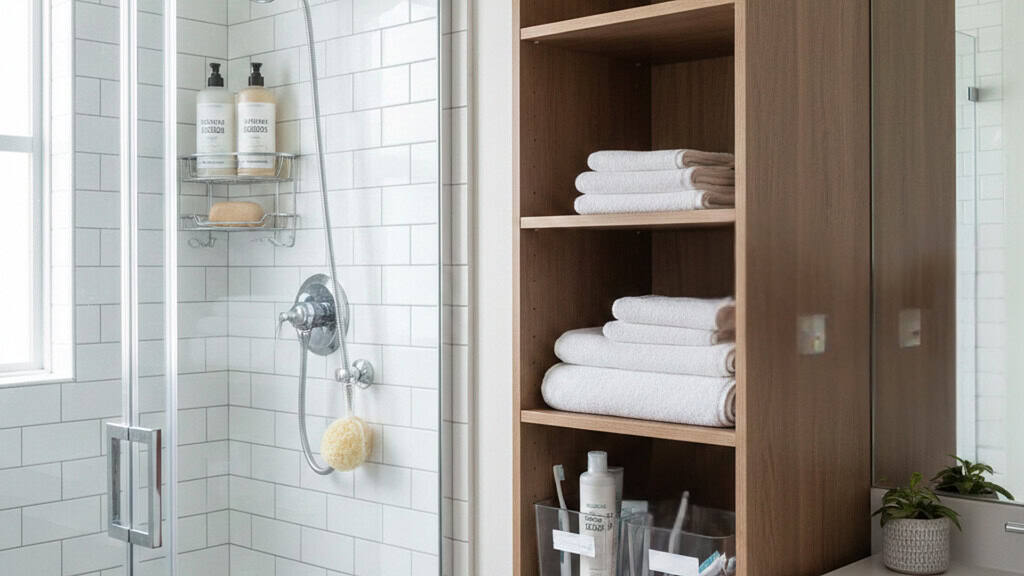 A clean bathroom where everything has its place