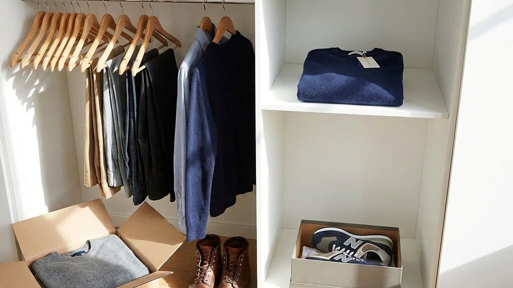 An organize closet with clothes and shoes in its place