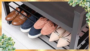Shoe Storage Bench with Different Footwear