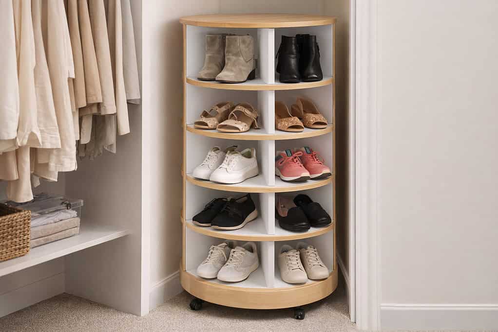 Shoe carousel in a coze closet