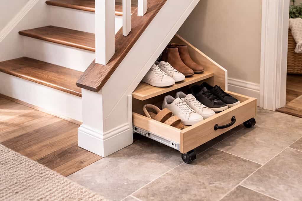Shoe storage under the stairs