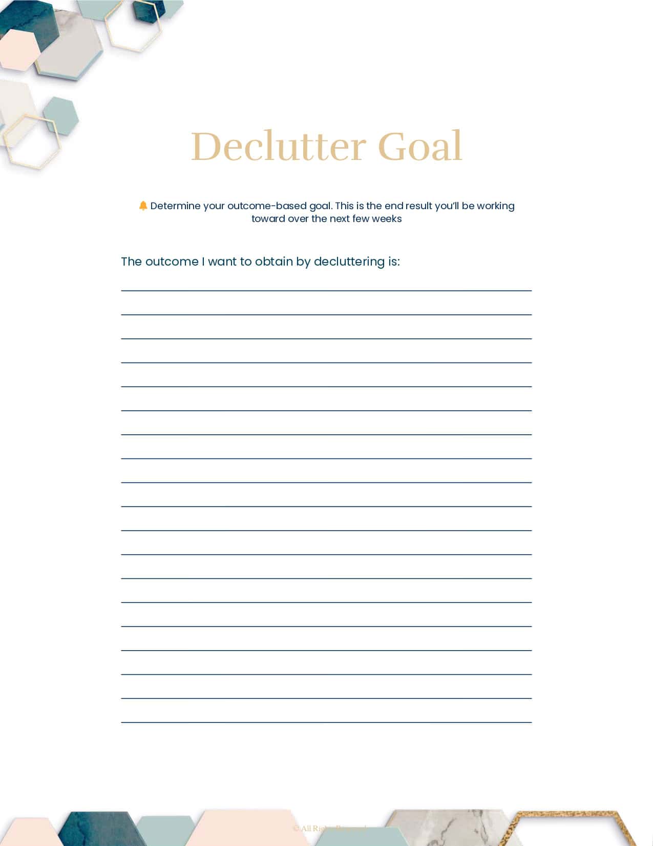 Declutter Goal worksheet from Module 01