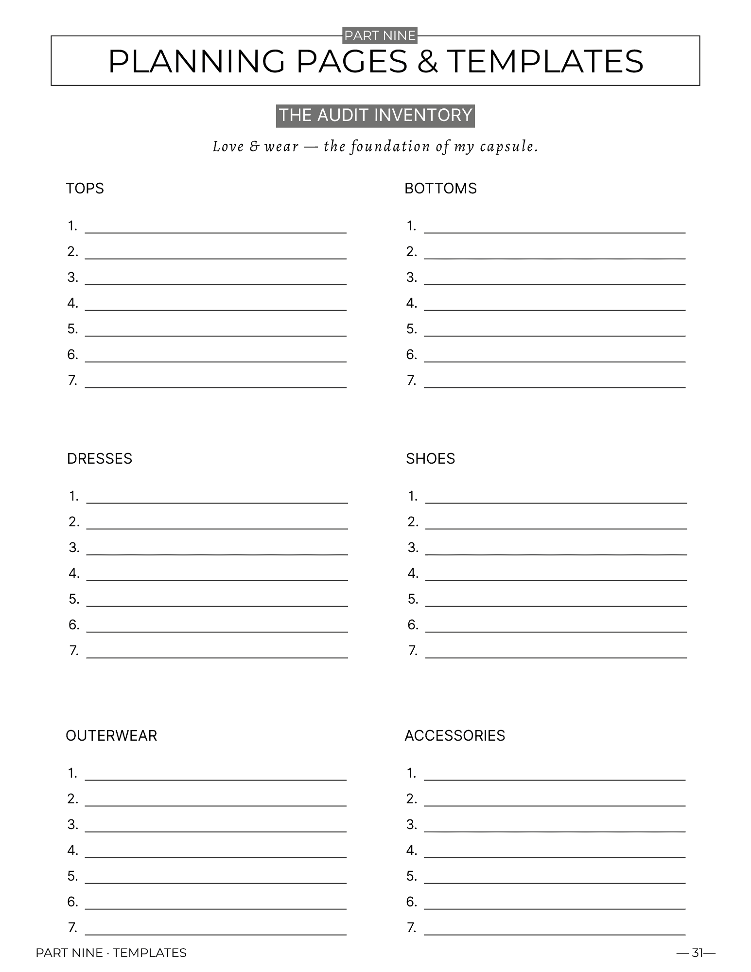 Planning Pages