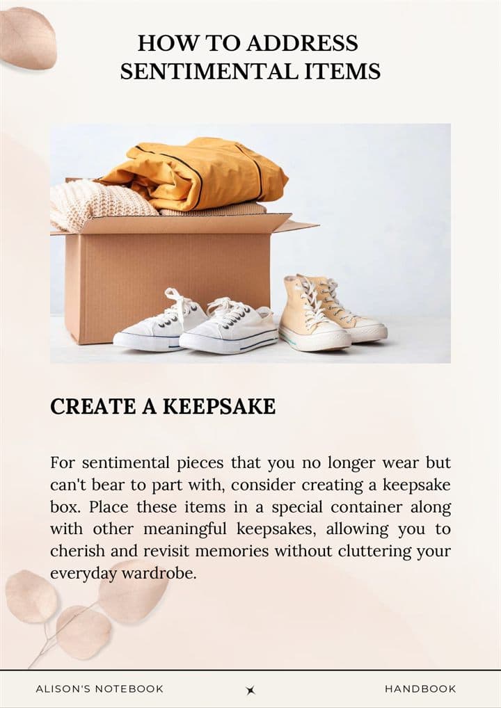 The Sentimental Items Workbook — sample page from the handbook