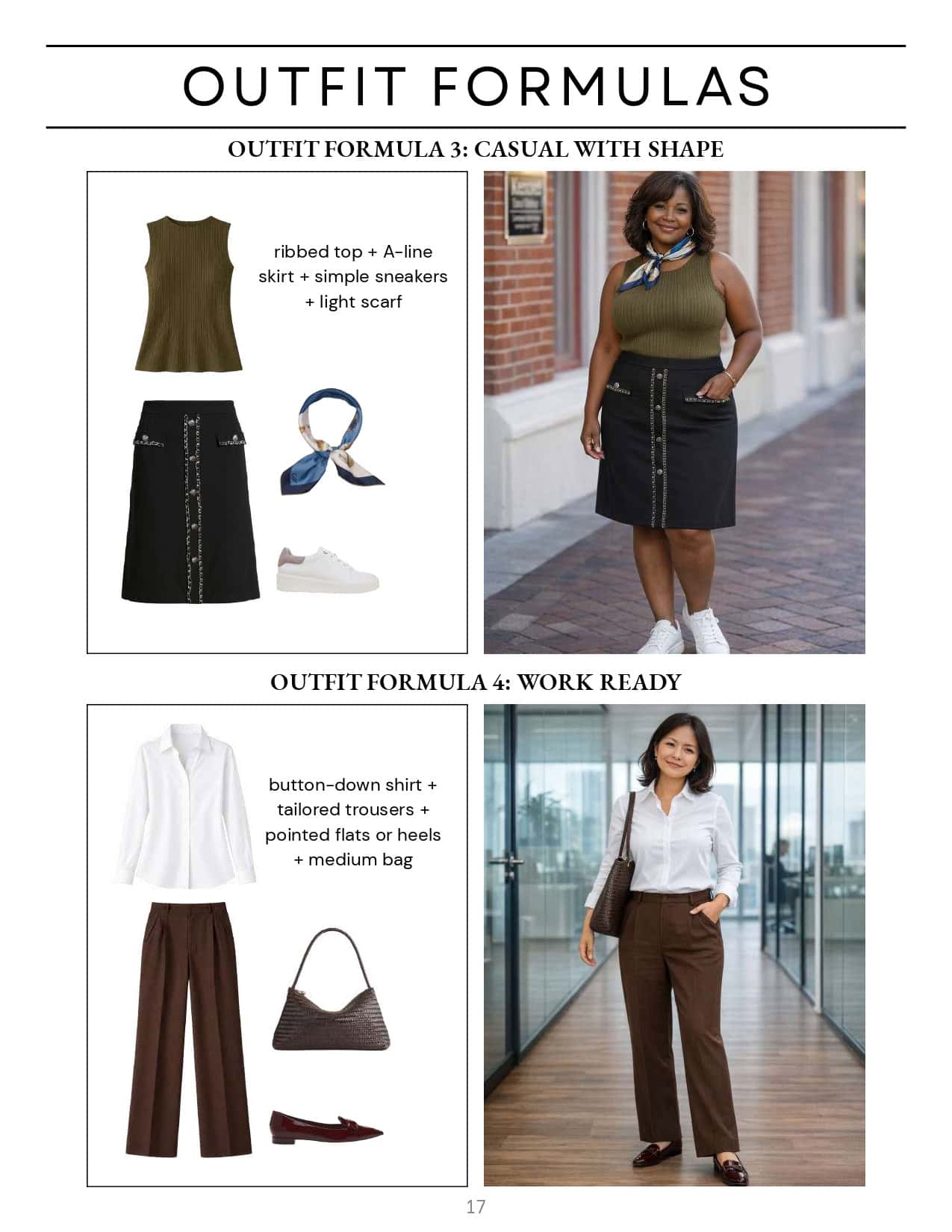 Outfit formulas modeled by real women