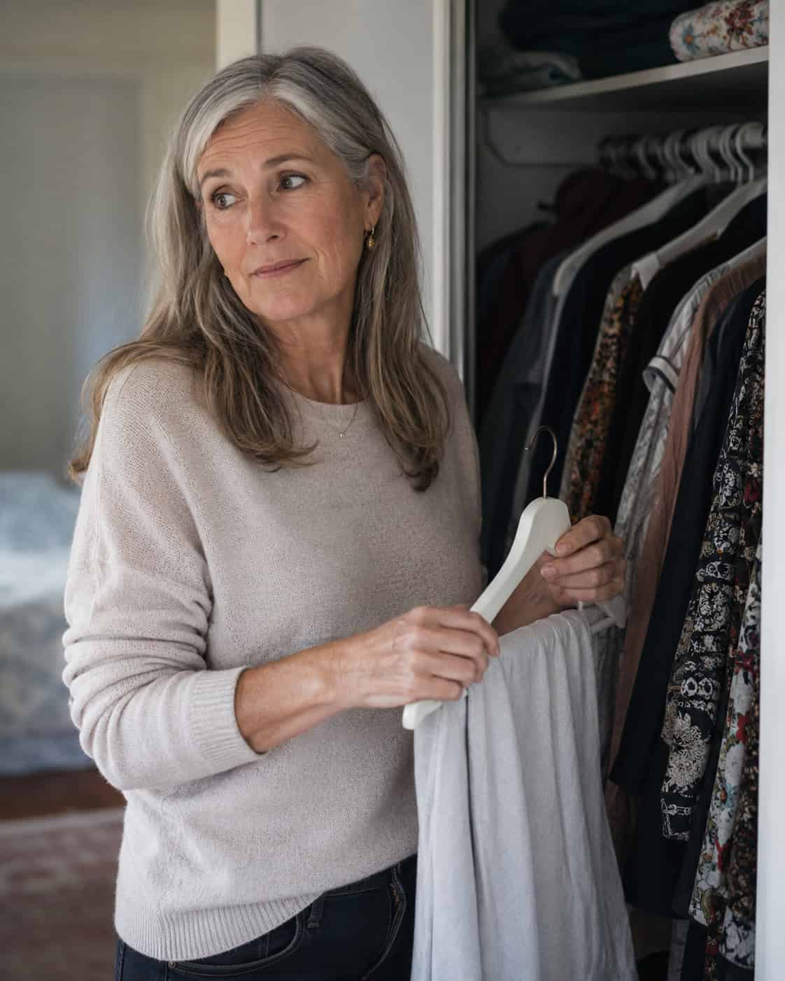 A closet styled with the handbook